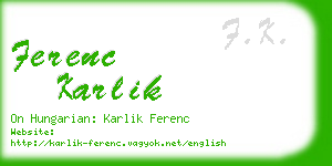 ferenc karlik business card